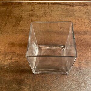 4” Clear Glass Square Vase/Candle Holder